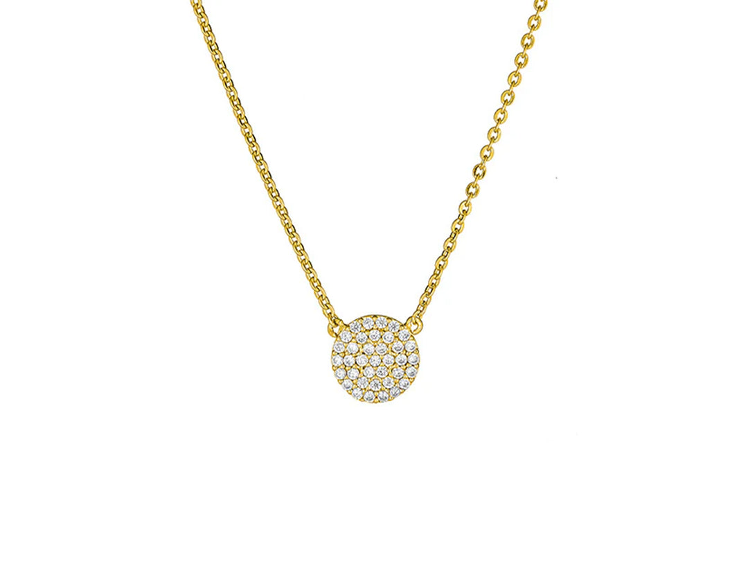 Gold CZ Disc Necklace