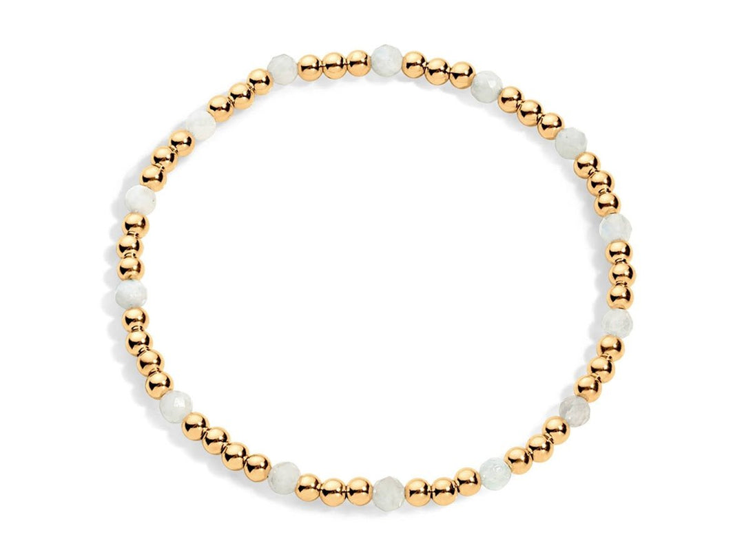 Gold and Moonstone 3mm Bead Bracelet