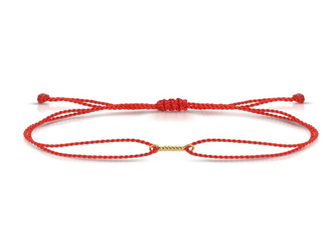 14k and Red Cord Bracelet with Rope Charm