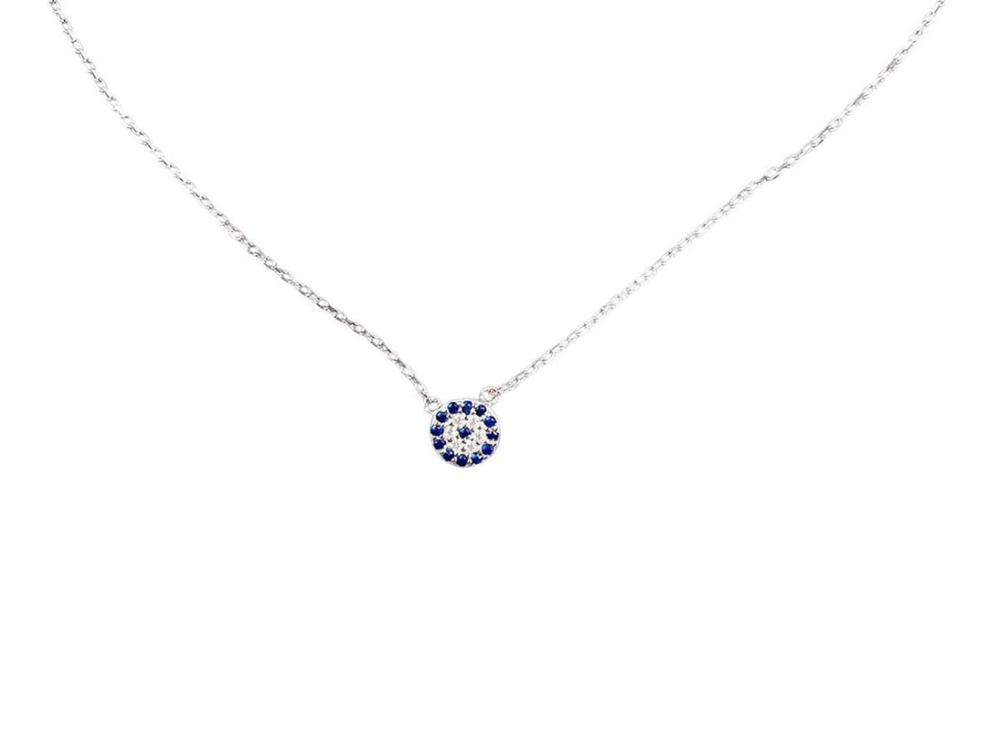Silver Round Evil Eye Necklace