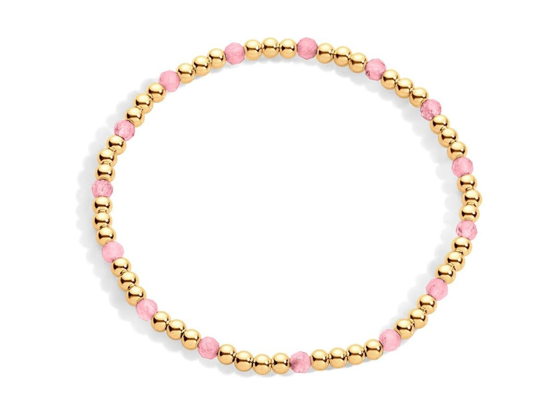 Gold and Pink Tourmaline 3mm Bead Bracelet