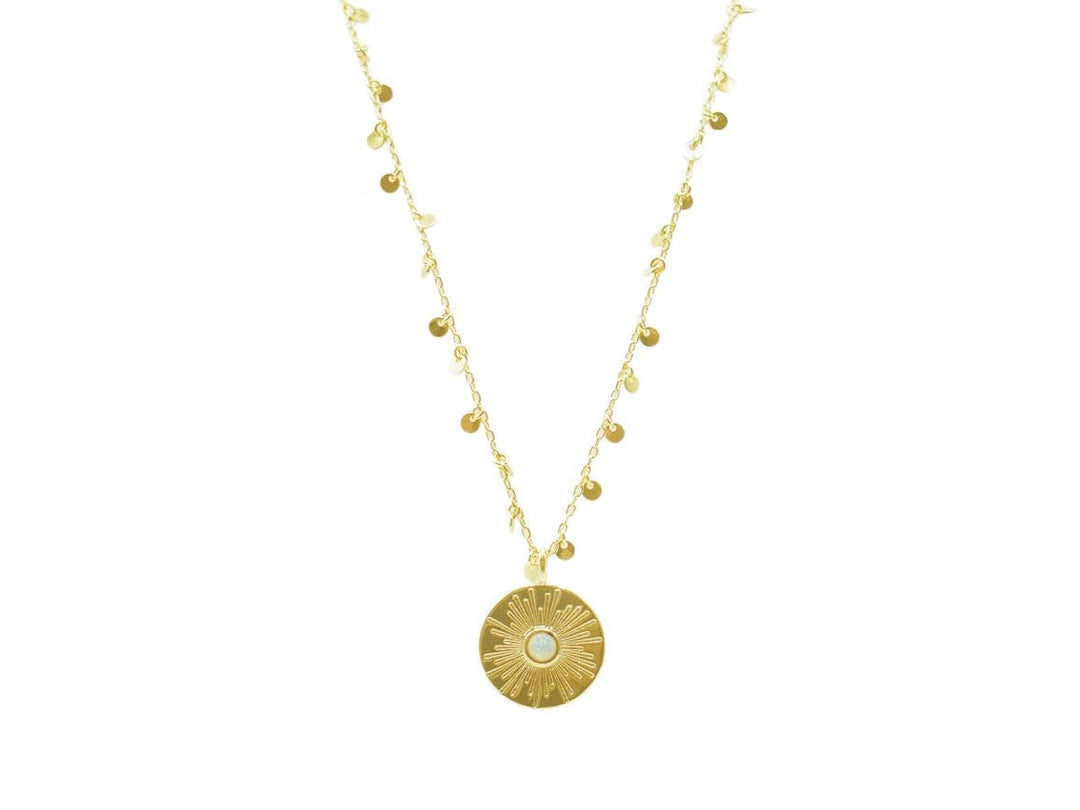 Sunburst and Opalite Pendant Necklace
