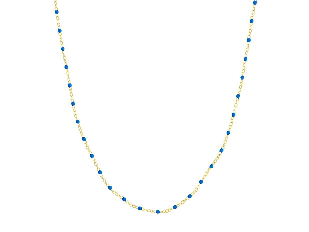 14k Piatto Chain with Cobalt Enamel Beads