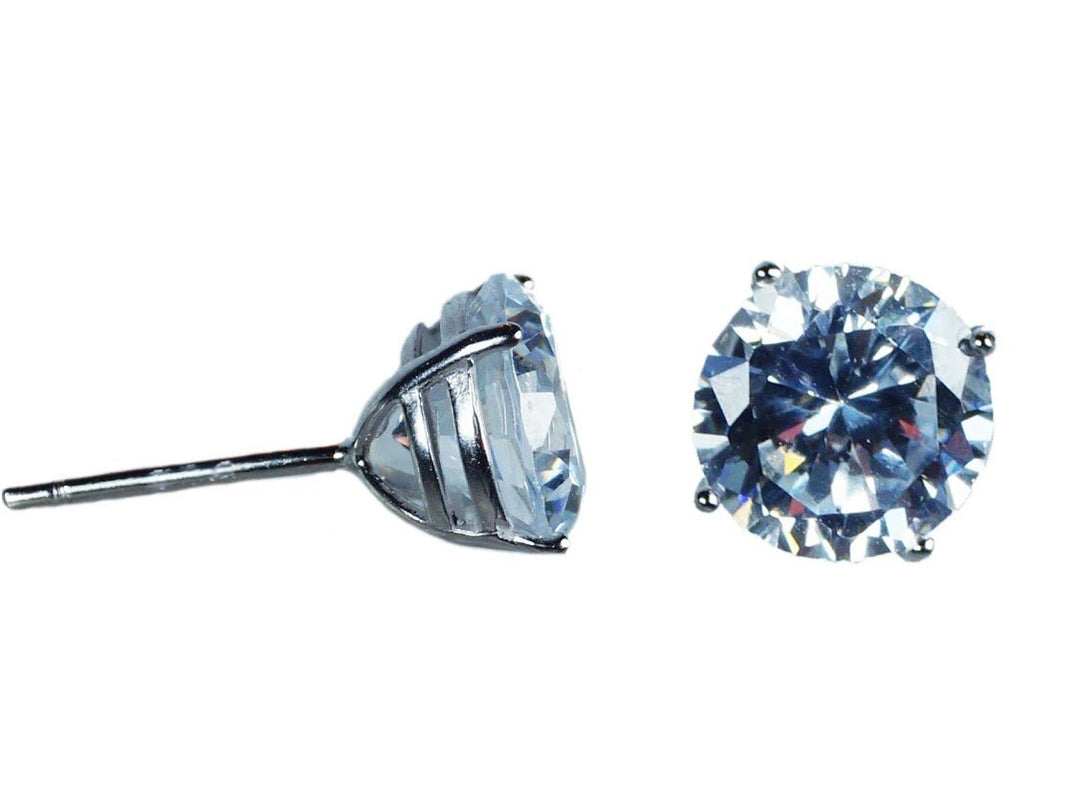 Round CZ Stud Earrings 8mm