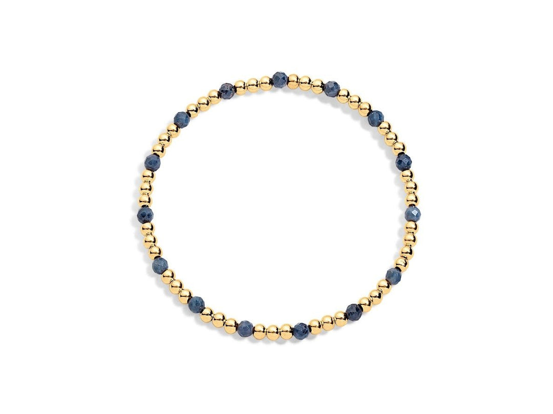 Gold and Sapphire 3mm Bead Bracelet