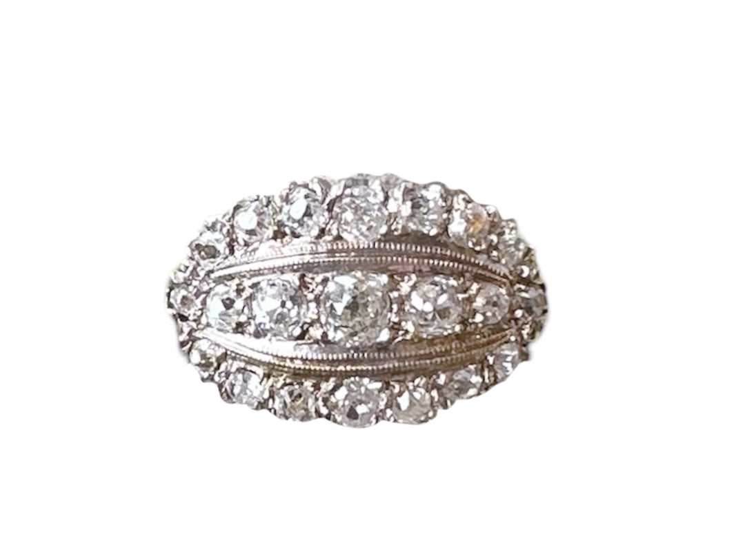 14k Early Art Deco Oval Diamond Ring