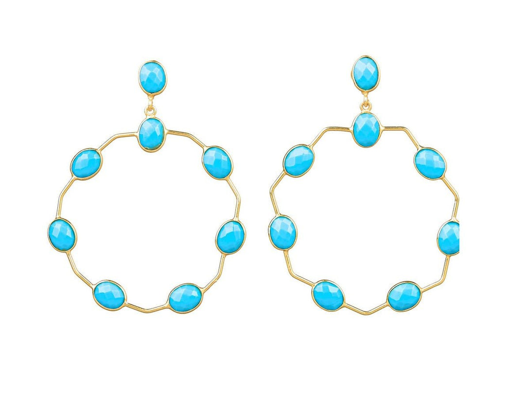Turquoise Large Open Statement Hoops