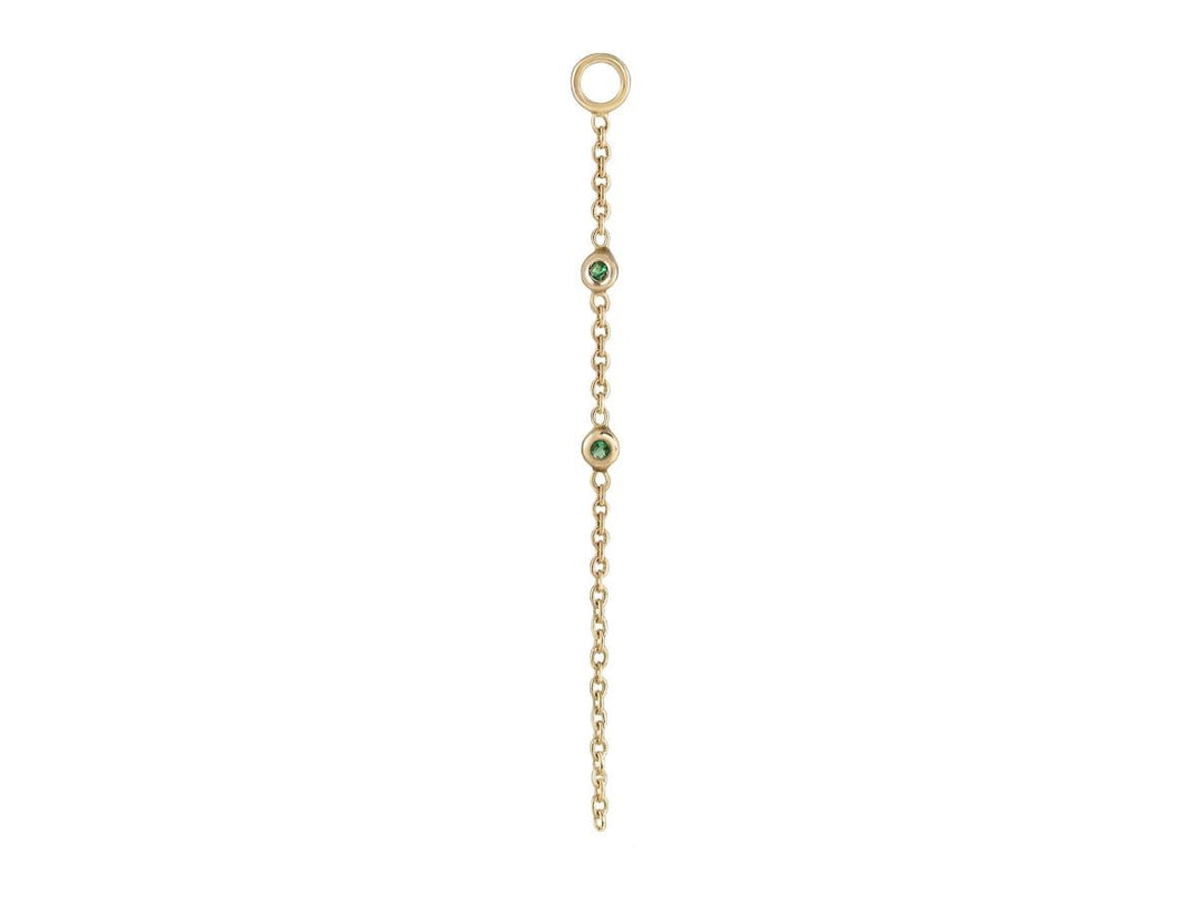 9k Round Emerald Chain Drop Charm