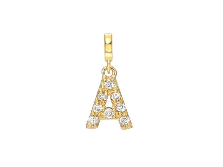 14k Mini Diamond Initial Pendant