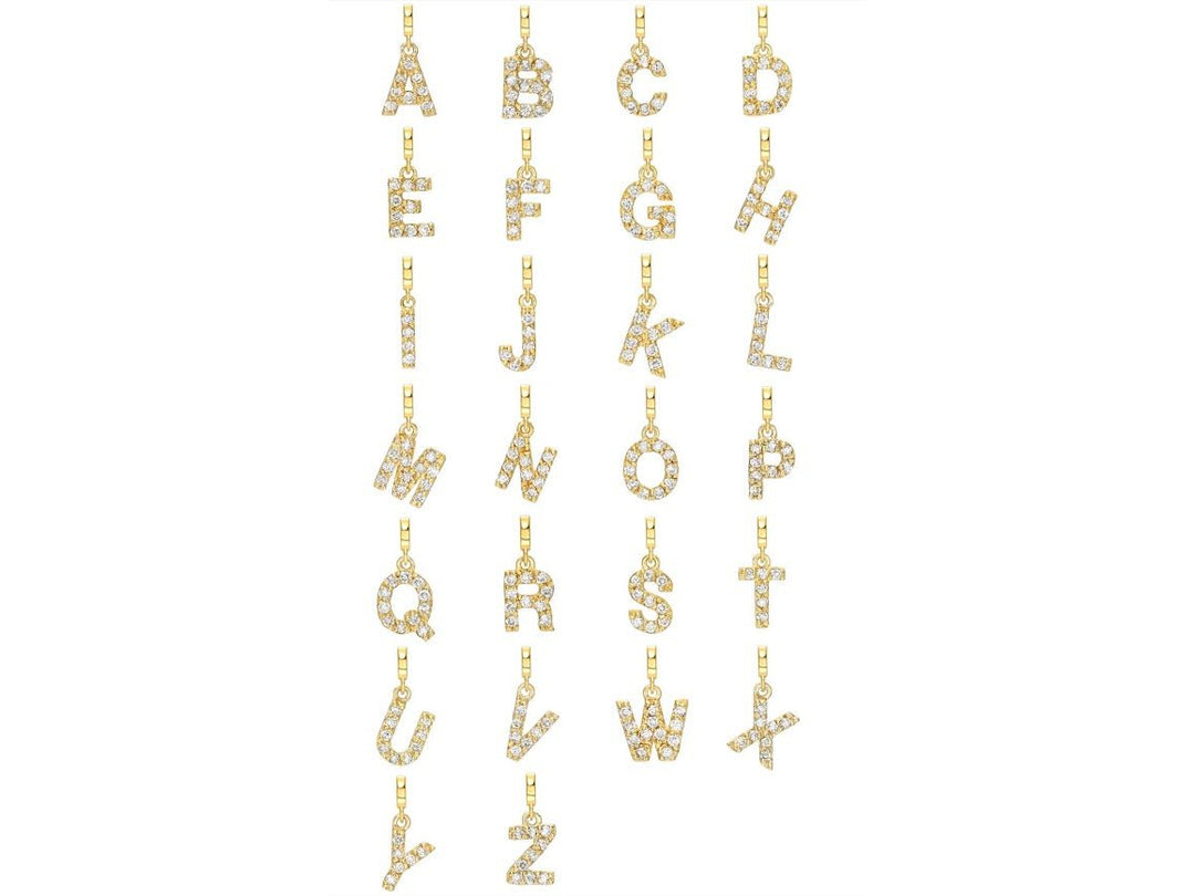 14k Mini Diamond Initial Pendant