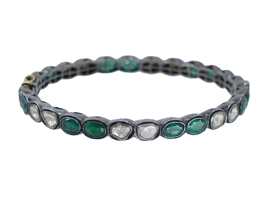 14k/SS Emerald Bracelet with Diamonds