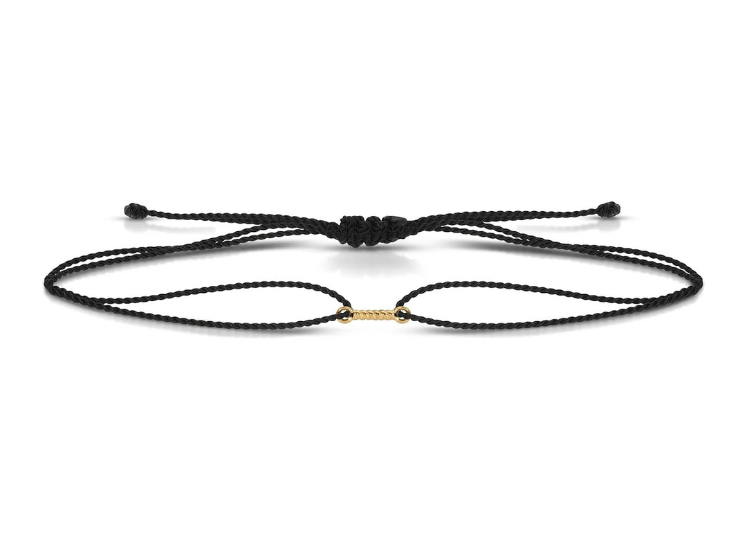 14k and Black Cord Bracelet with Rope Charm