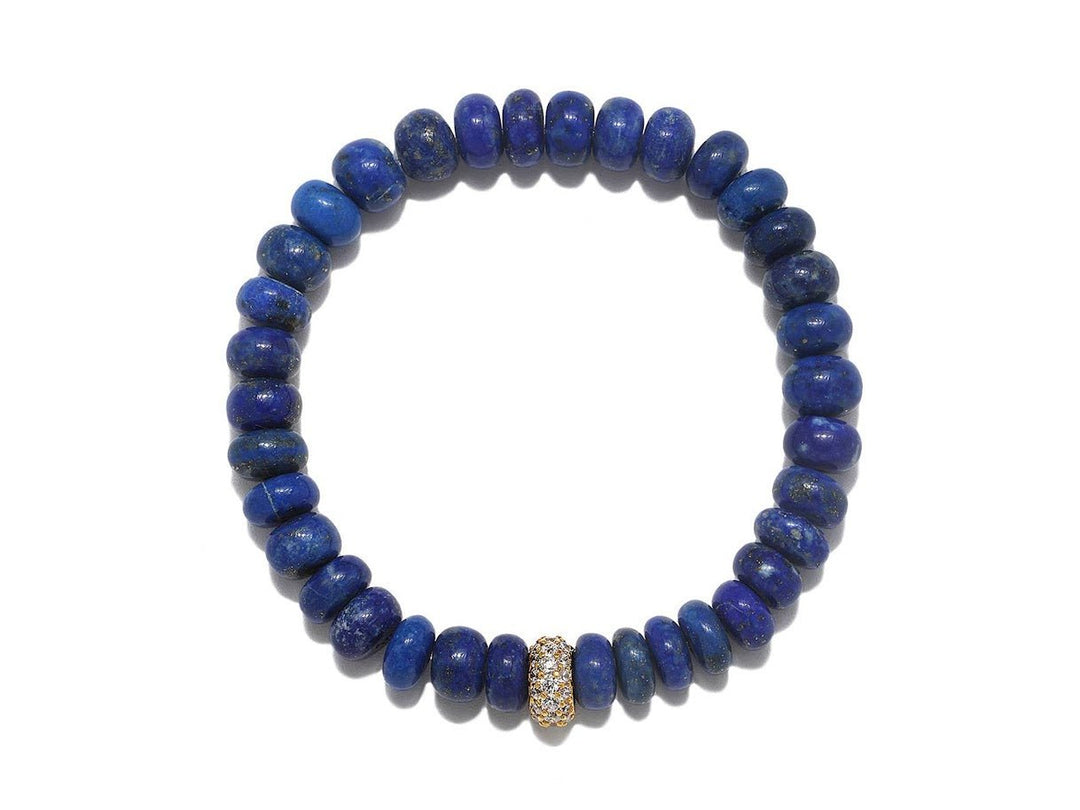Lapis Bracelet with Pave CZ Bead