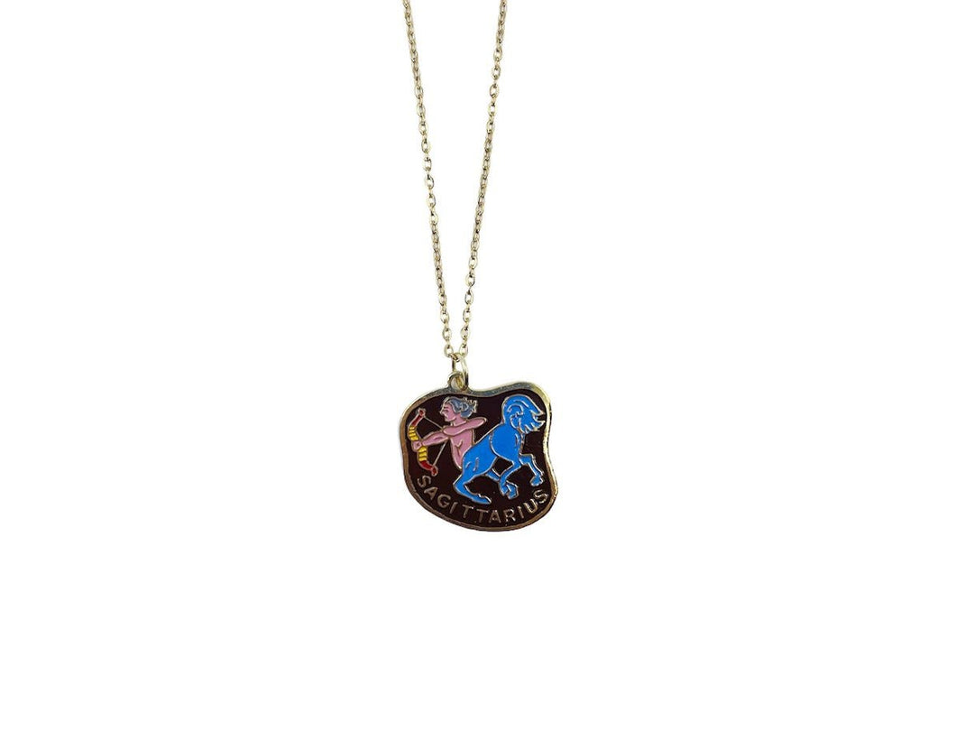 1970s Enamel Sagittarius Charm Necklace