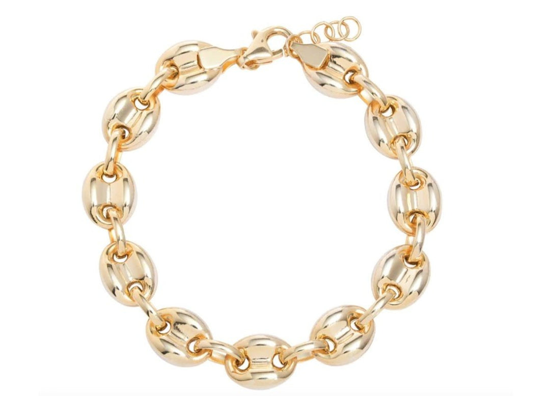 Gold Puffed Link Bracelet