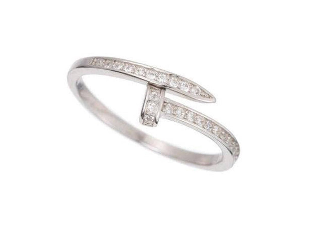 Silver Pave CZ Nail Ring
