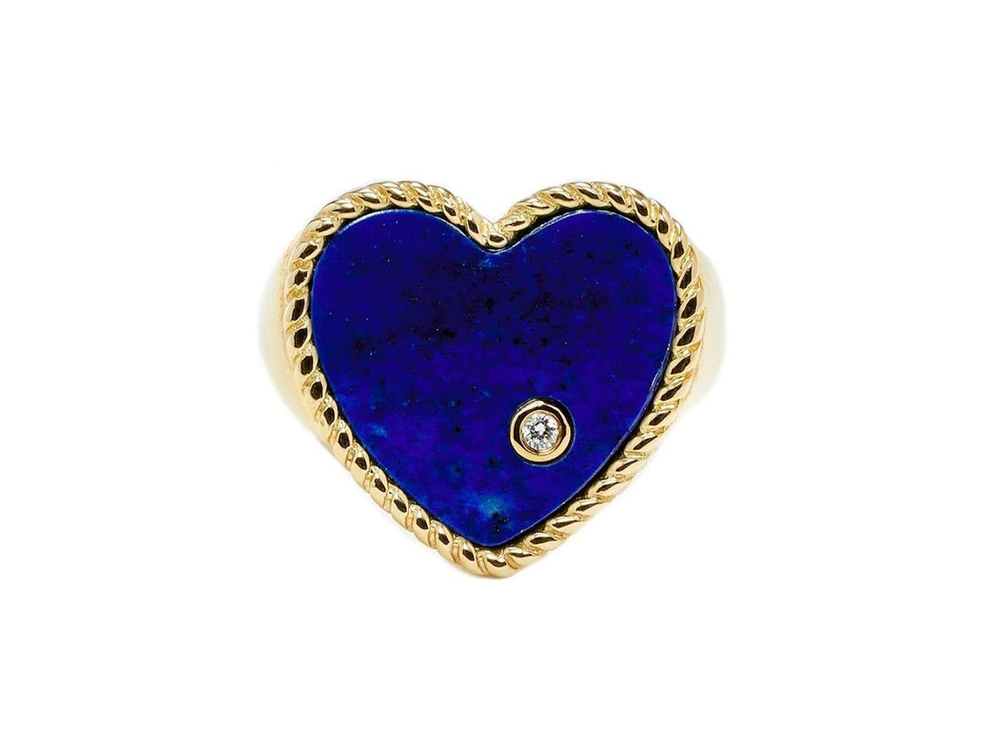 9k Lapis Heart Ring with Diamond