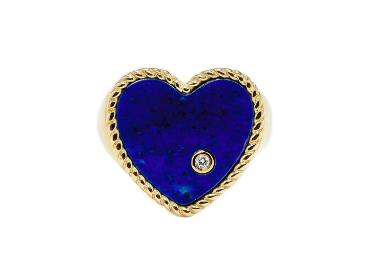 9k Lapis Heart Ring with Diamond