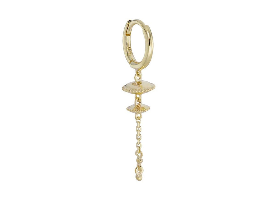 9k Huggie Hoop with Chain and Charm Droplet