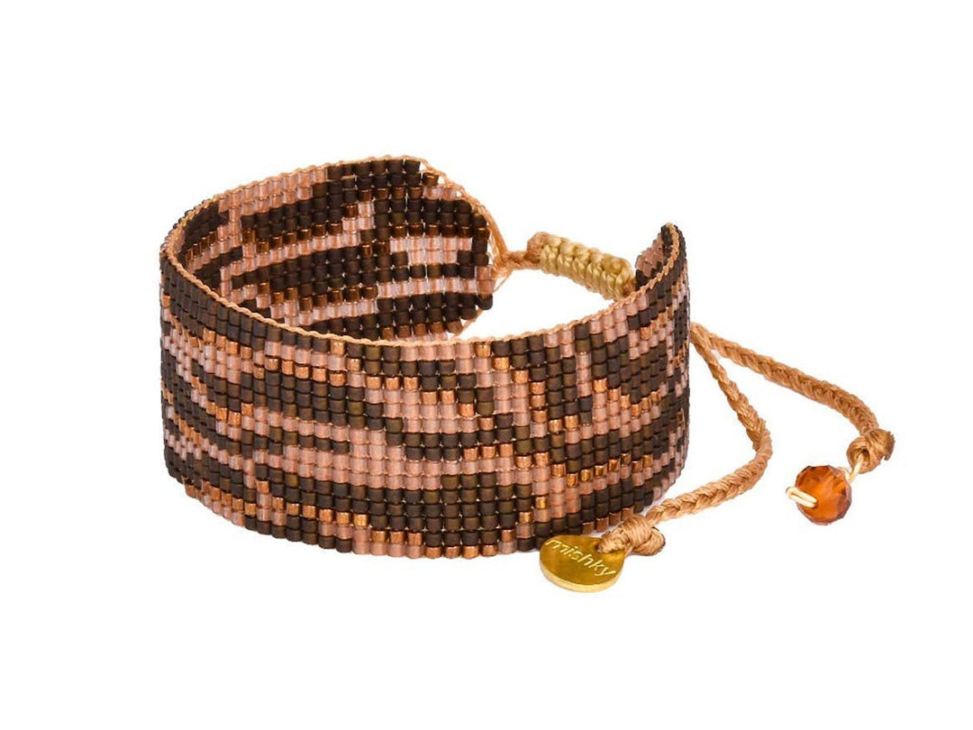 Brown and Gold Zebra Stripe Beaded Bracelet