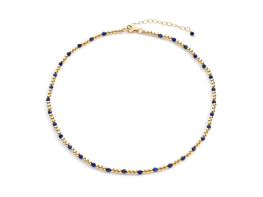 Gold and Lapis 3mm Bead Necklace