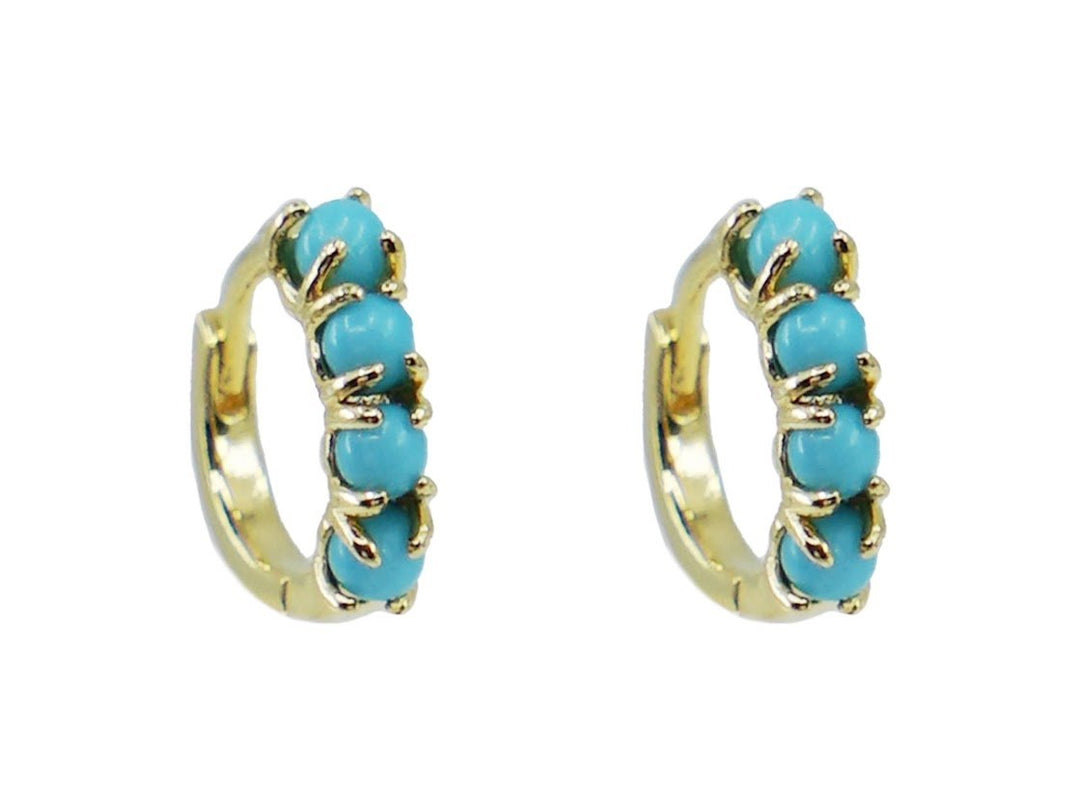 Turquoise Huggie Hoops