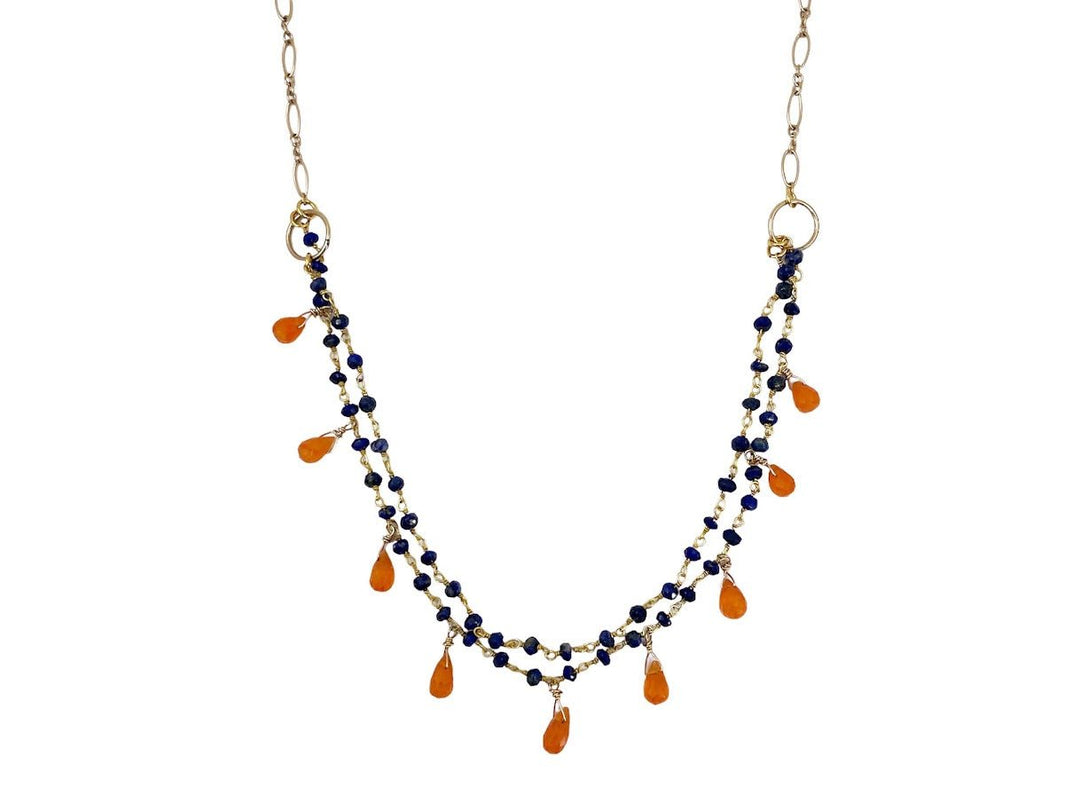 Lapis and Carnelian Double-Strand Necklace