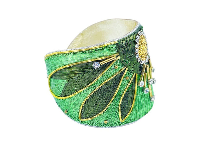 Grass Green and Gold Embroidered Sun Bangle