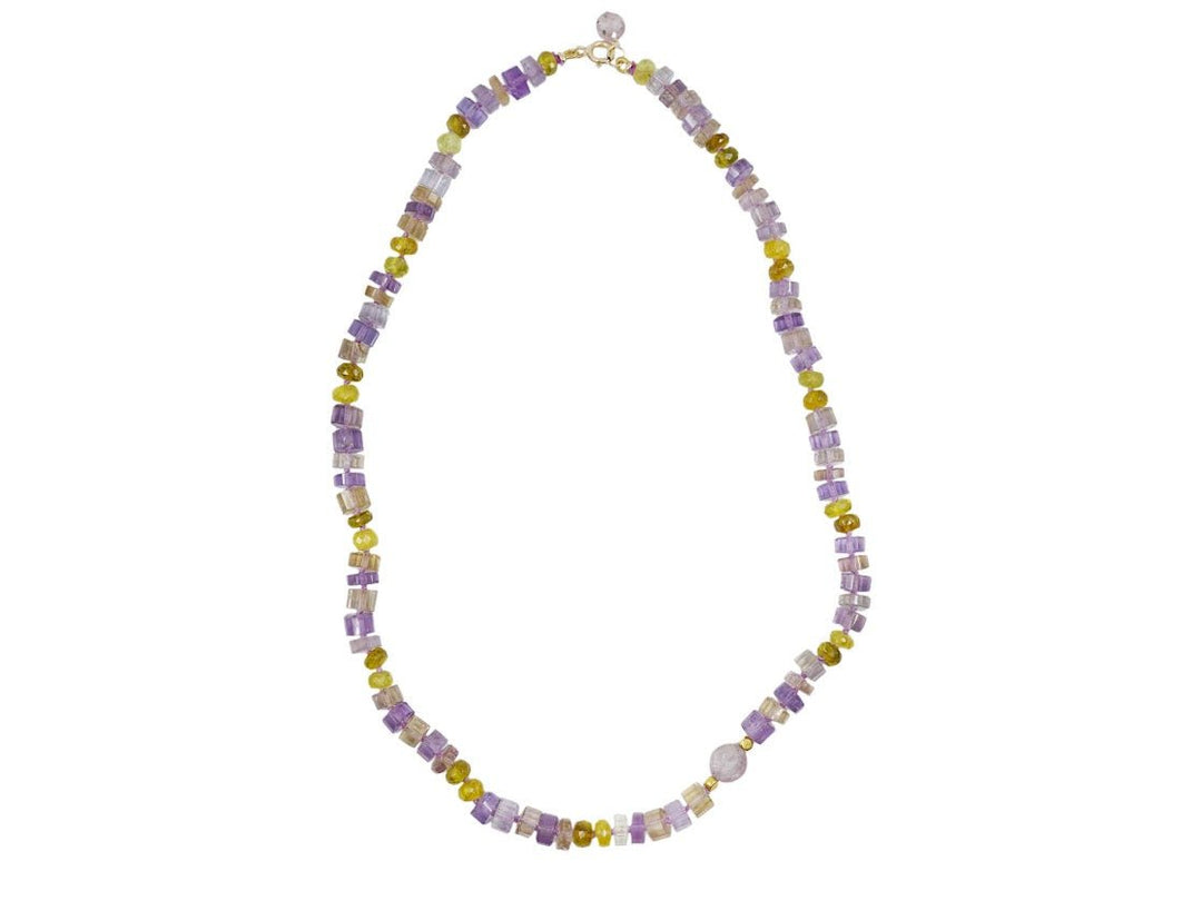 18k/14k Ametrine, Yellow Diopside, and Lavender Spinel Necklace
