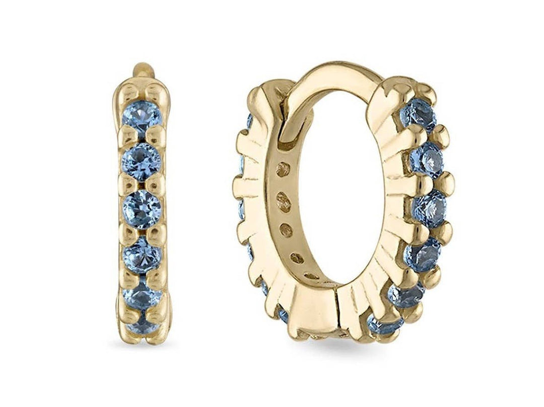 Blue CZ Huggie Hoops
