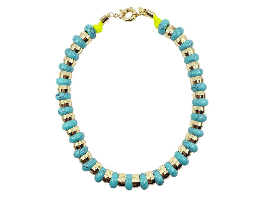 Turquoise Necklace with Gold Rings