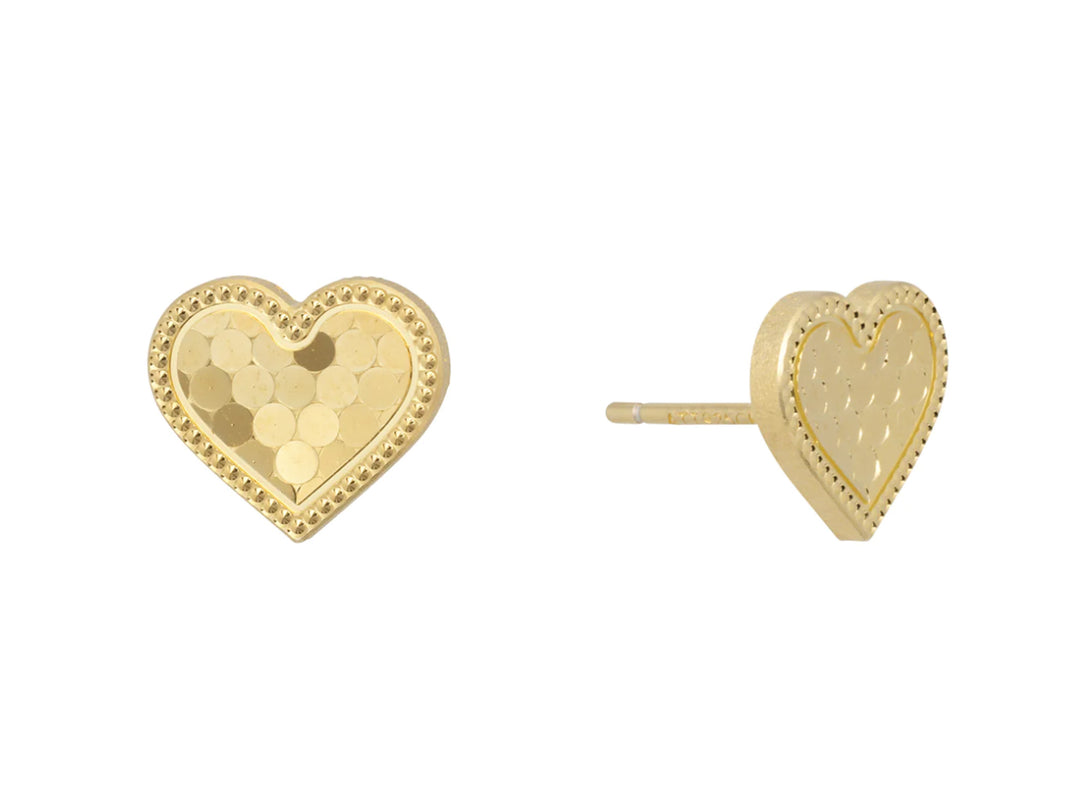 Gold Heart Stud Earrings