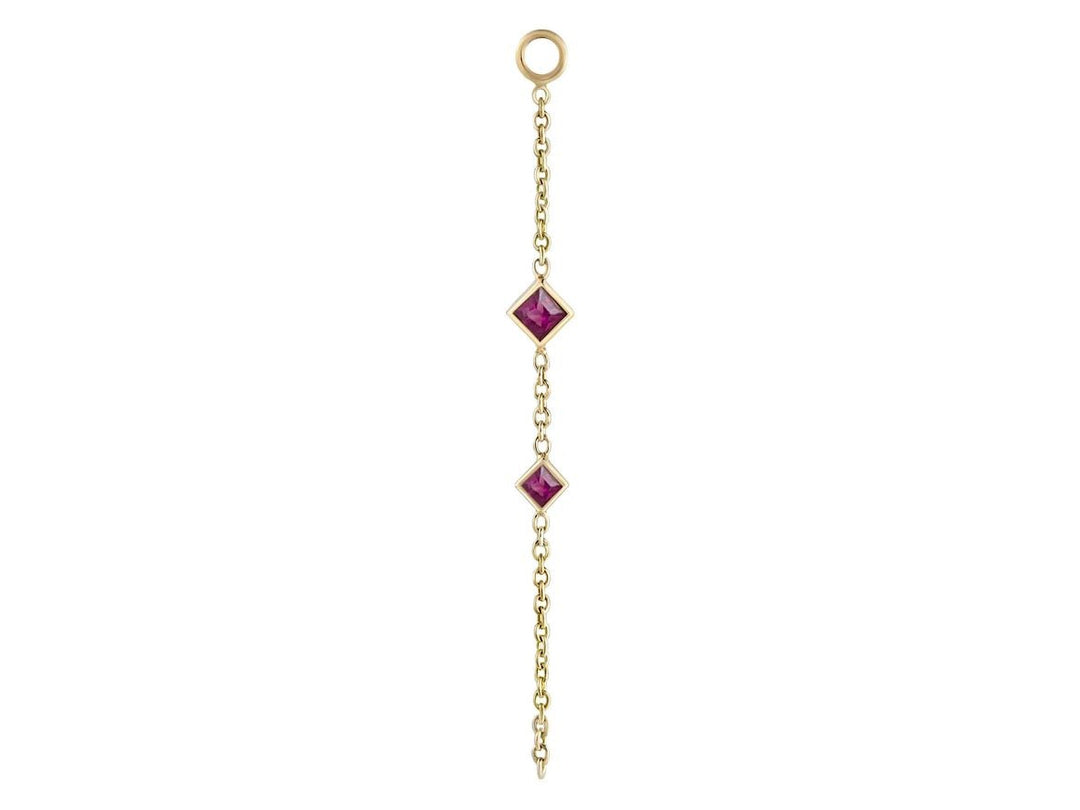 9k Double Ruby Chain Drop Charm