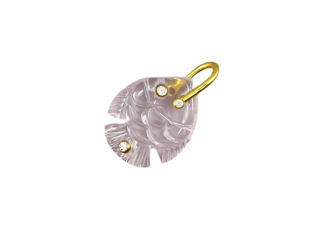 Pink Quartz Fish Charm with Diamond Eye