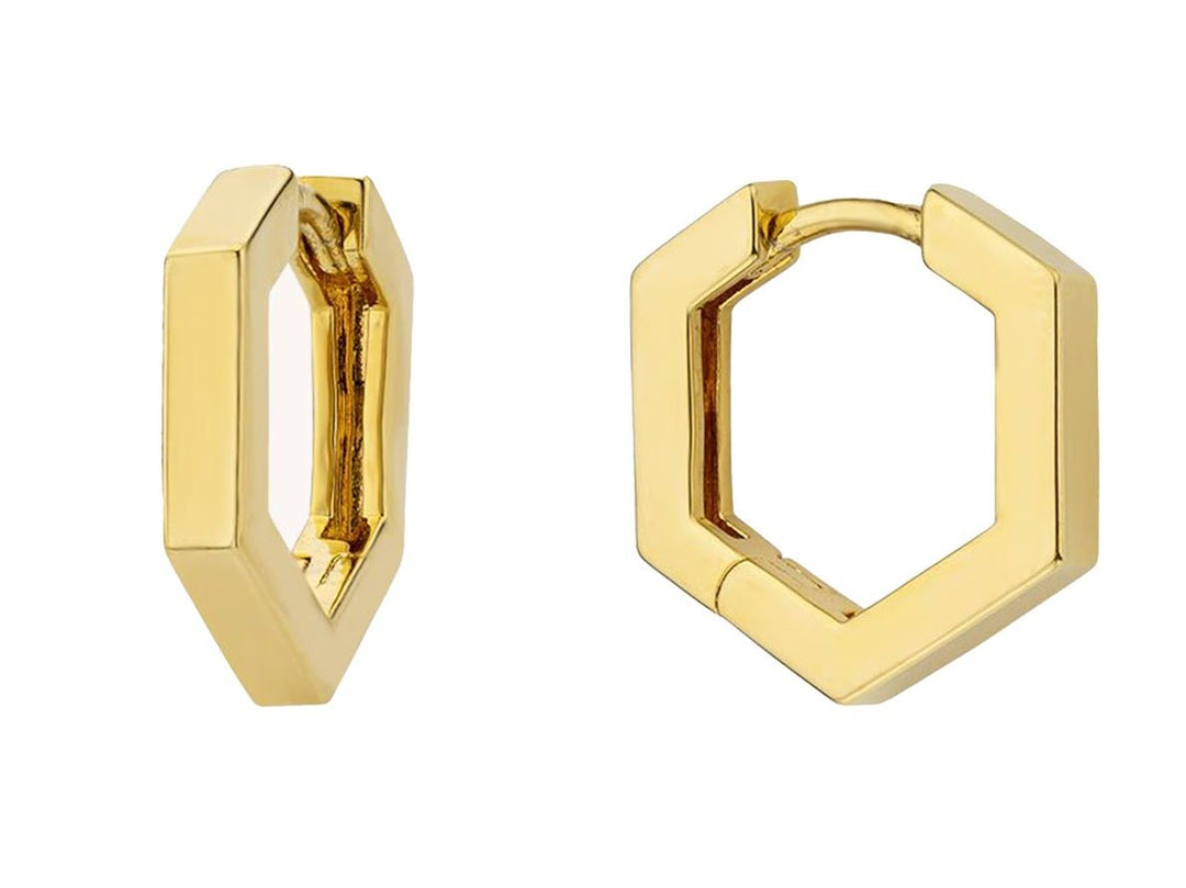 Gold Hexagonal Hoops