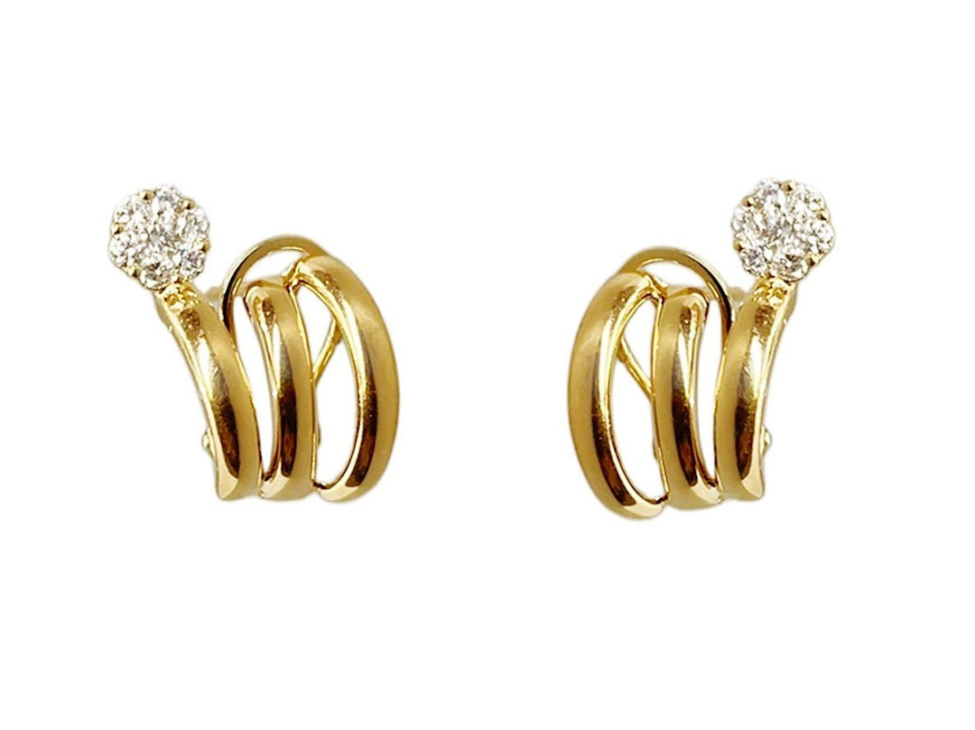 18k Triple Row Earrings with Diamonds
