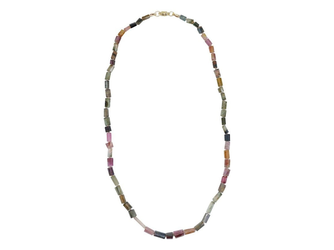 Multicolor Tourmaline Tube Bead Necklace