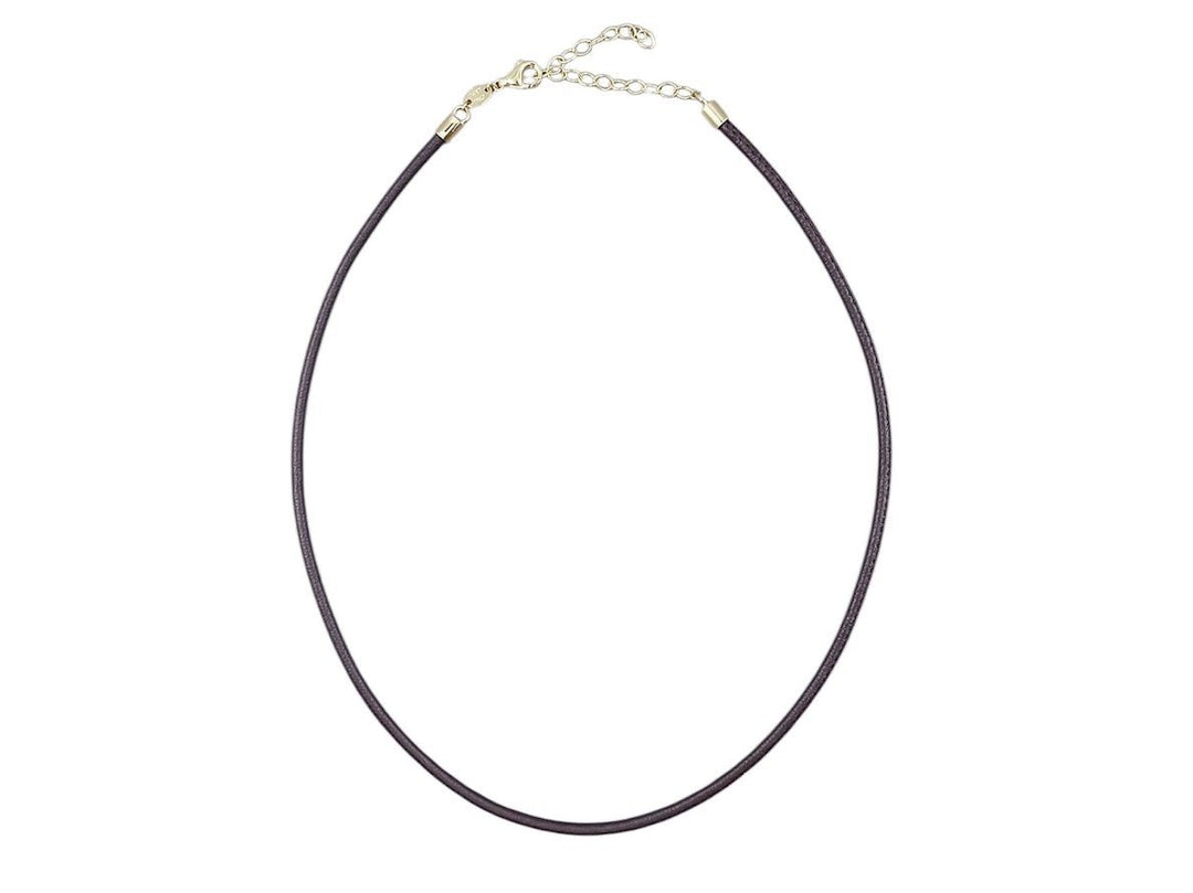 14k 2mm Chocolate Brown Leather Cord Choker