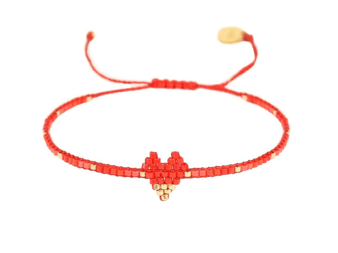 Red and Gold Beaded Heartsy Bracelet