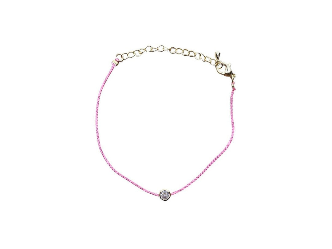 Hot Pink Woven Bracelet with Bezel Set CZ