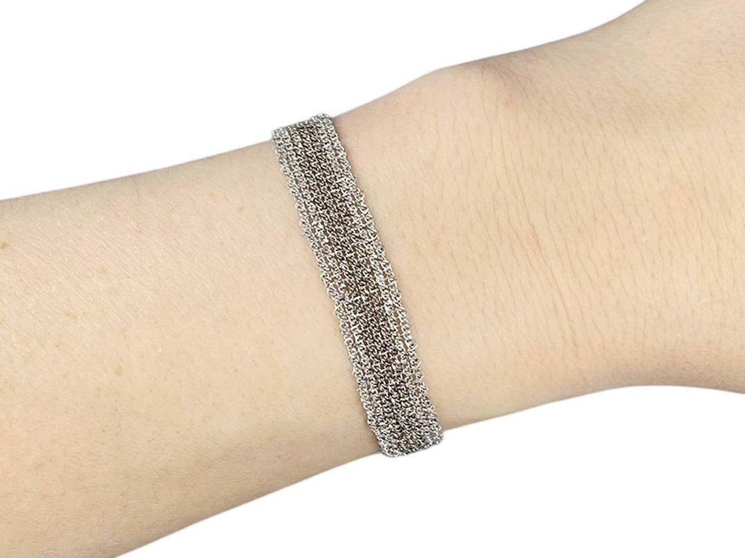 Two Toned Delicate Silver Chain Bracelet