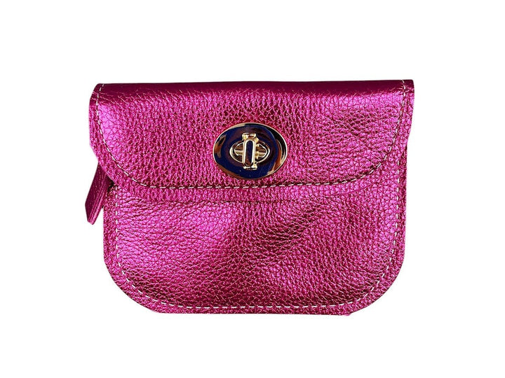 Medium Fuschia Metallic Leather Wallet