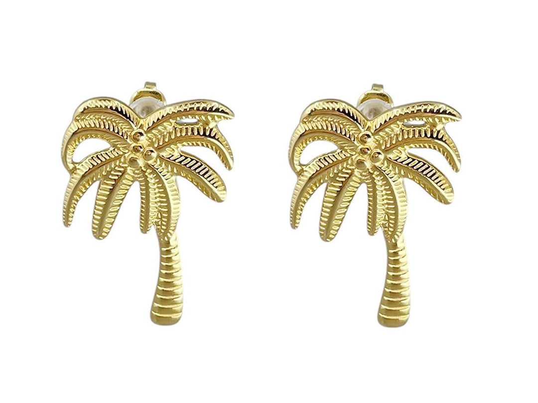 Gold Palm Tree Stud Earrings