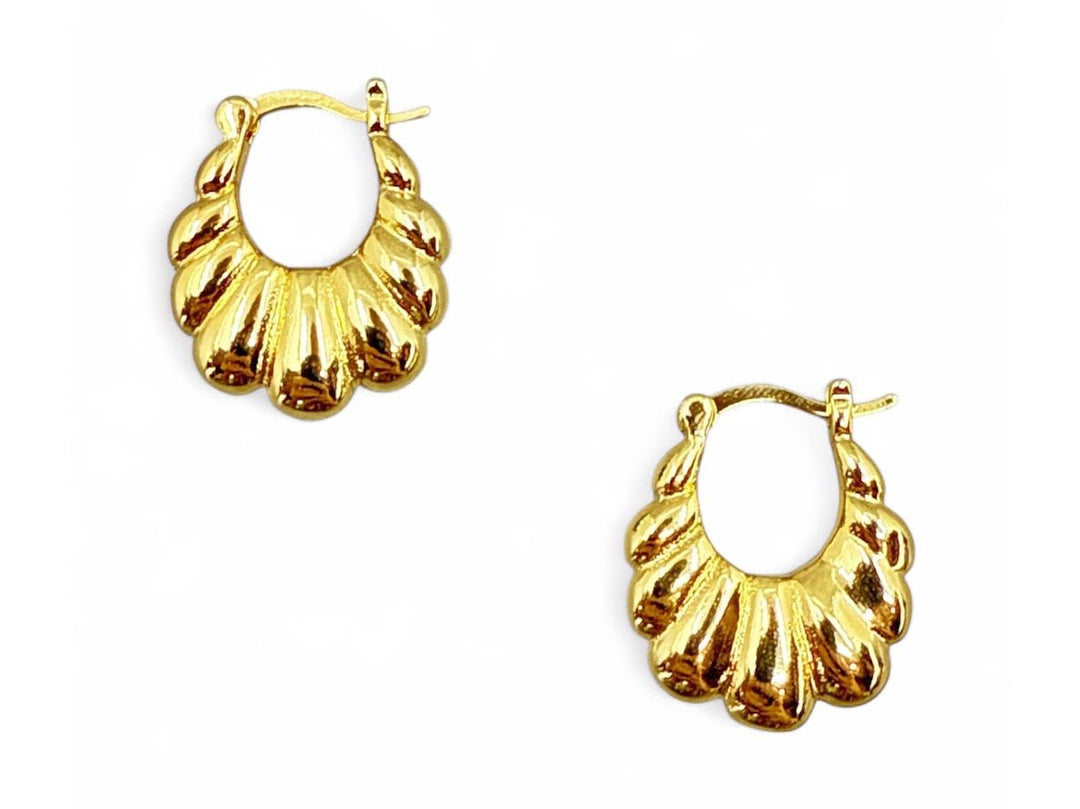 Gold Chubby Scallop Hoops