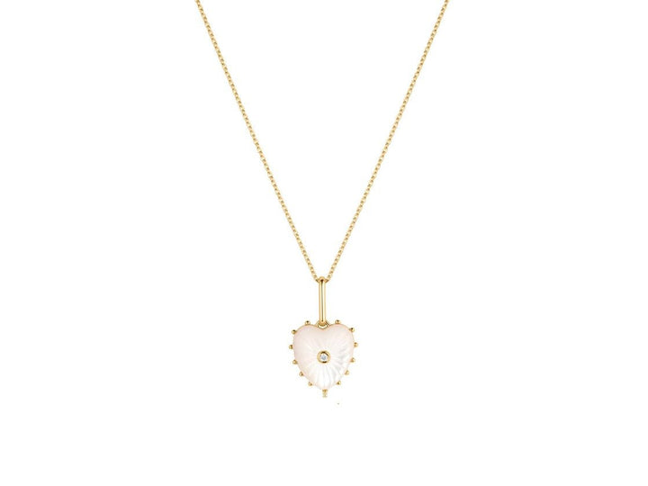 Small MOP Heart Charm Necklace