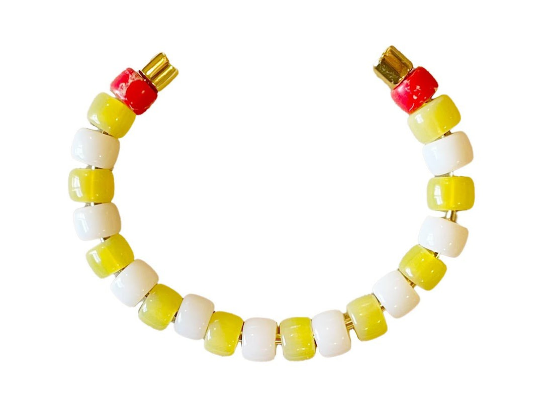 Yellow Stripe Bead Cuff