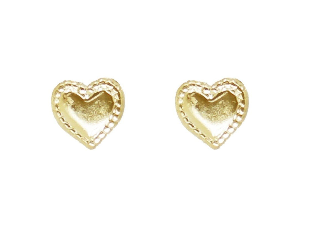 Gold Heart Studs with Edging