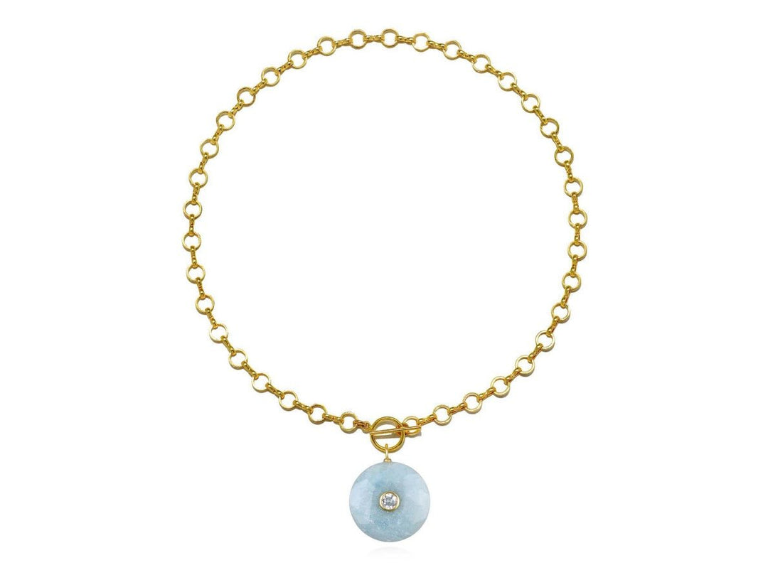 Aquamarine and Topaz Toggle necklace