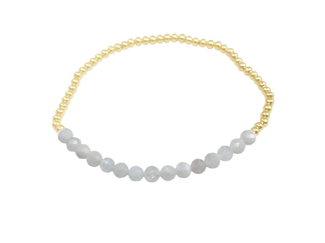 Gold Bead and Moonstone Bead Bracelet