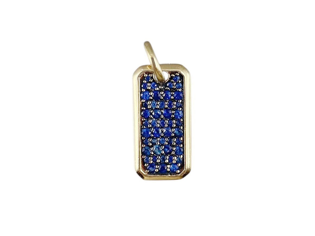 14k Sapphire Dog Tag Charm